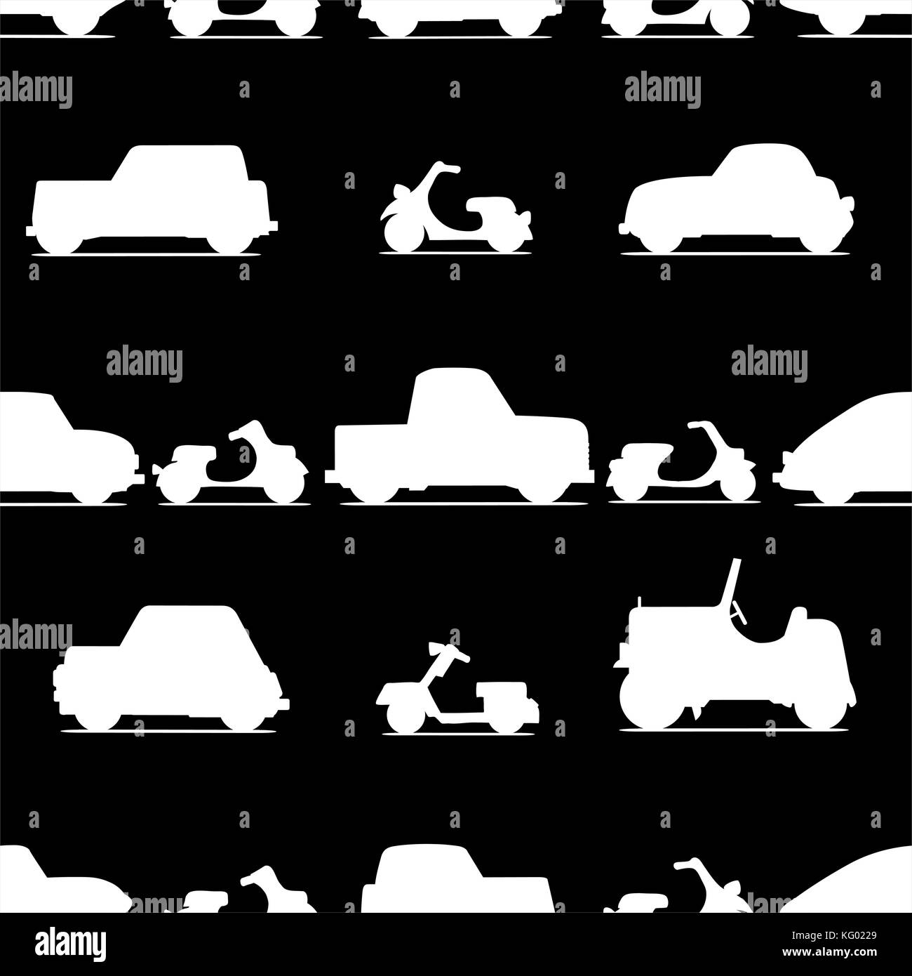 Car icon seamless pattern on black background. Vector illustration ...