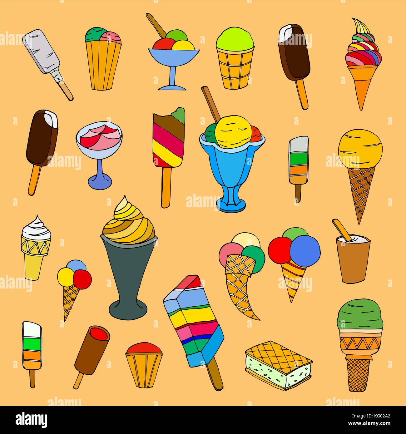 Collection of cute vector cartoon ice cream Stock Vector Image & Art ...