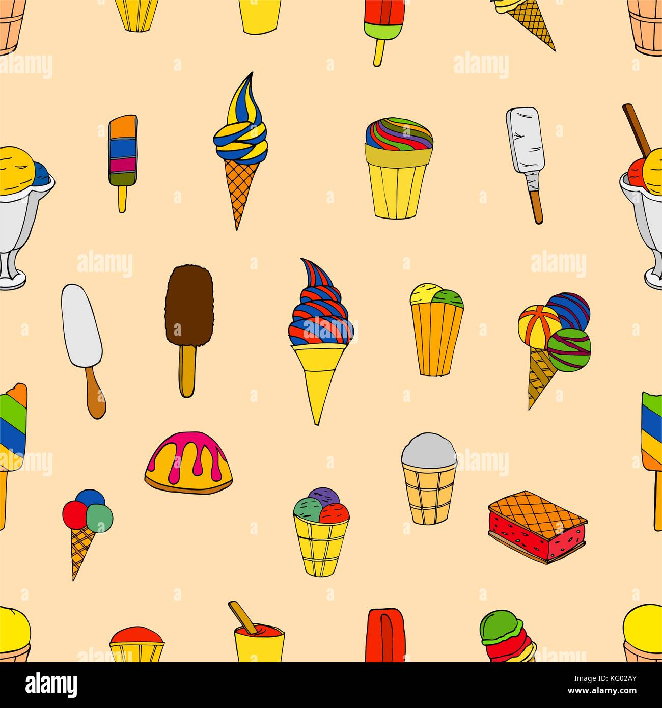 Seamless pattern with ice cream. Vector illustration Stock Vector Image ...