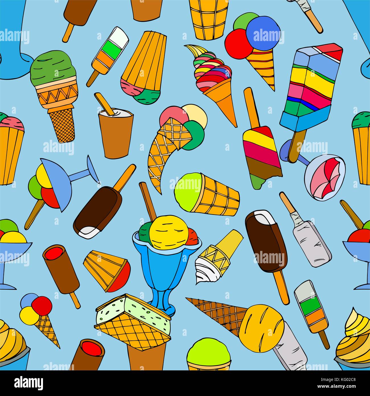 Seamless pattern with ice cream. Vector illustration Stock Vector Image ...