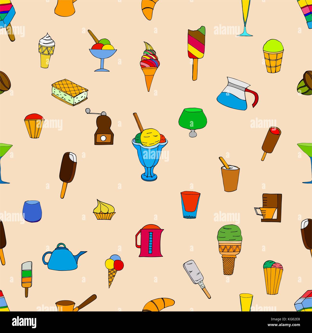 Seamless pattern with ice cream. Vector illustration Stock Vector Image ...