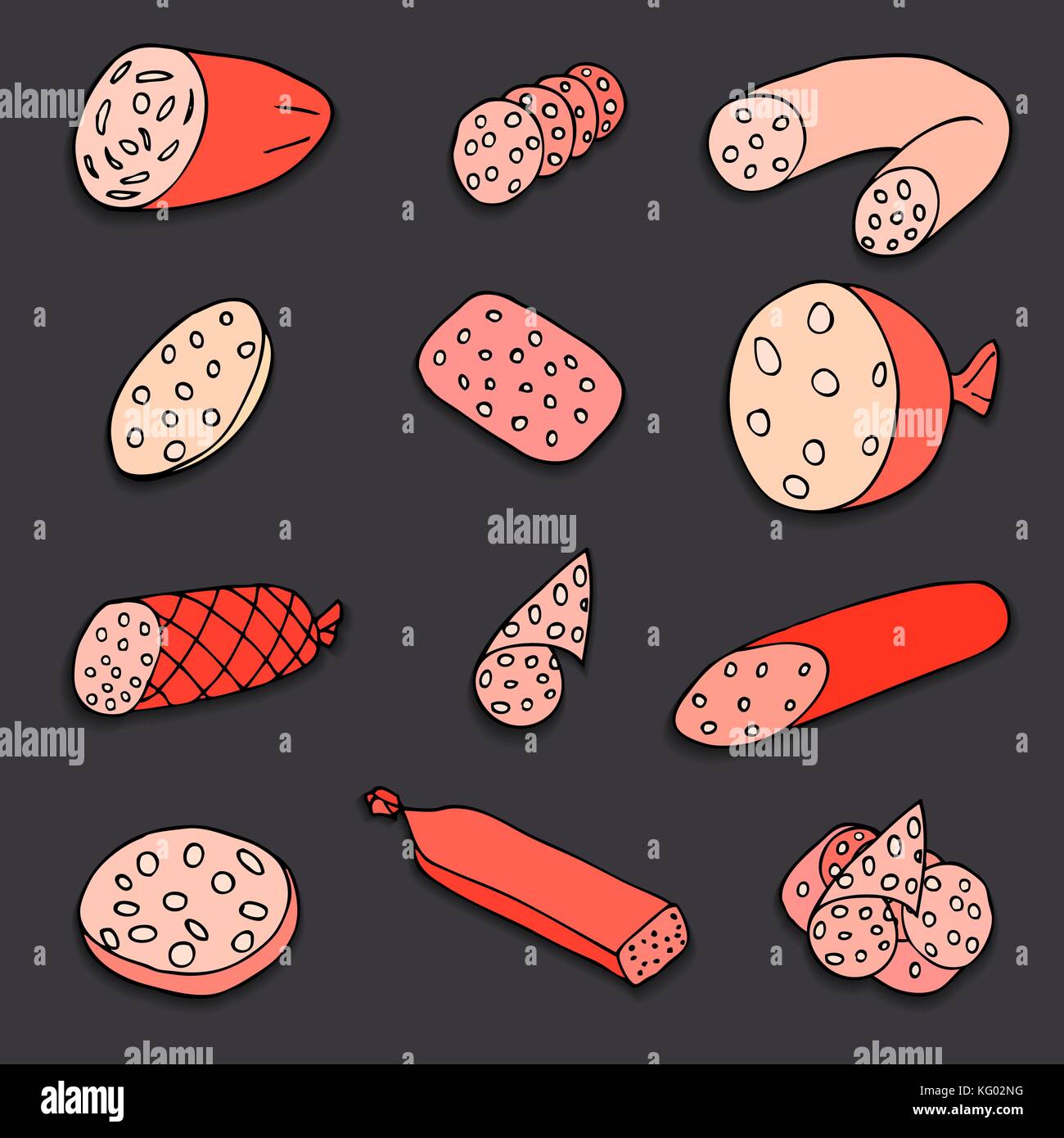 Set of different types of sausages. Vector illustration Stock Vector Image & Art Alamy