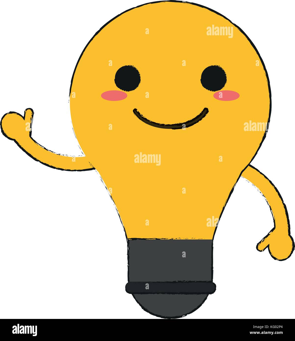 lightbulb happy cartoon character waving hand icon image Stock Vector ...