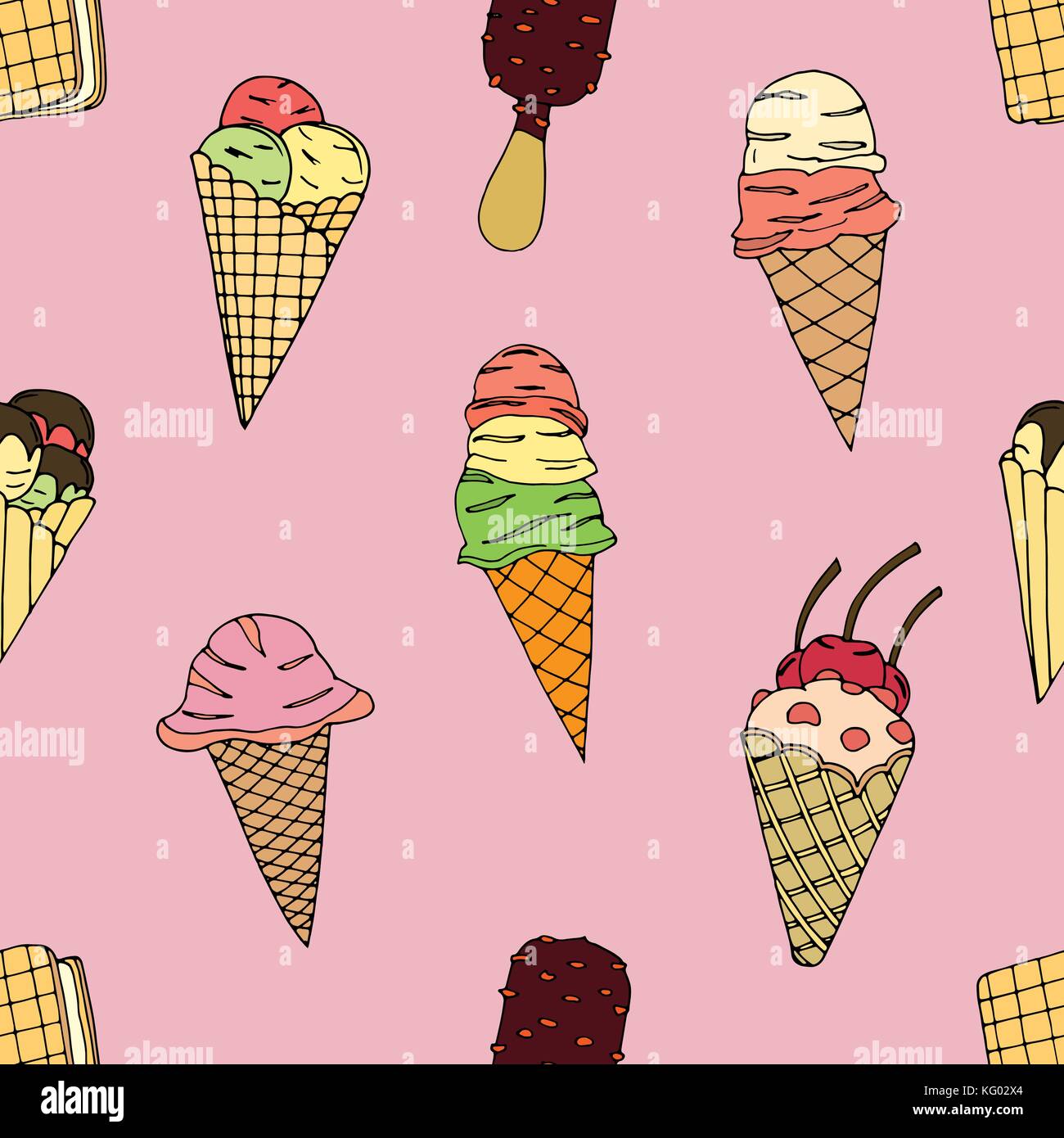 Seamless pattern with ice cream. Vector illustration Stock Vector Image ...