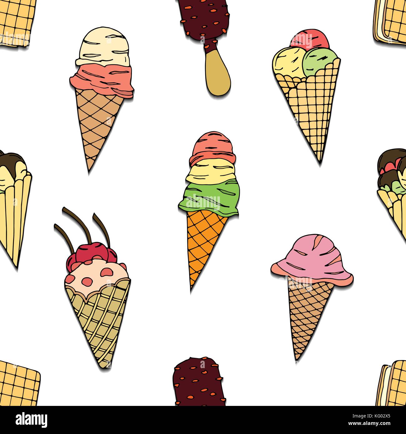 Seamless pattern with ice cream. Vector illustration Stock Vector Image ...