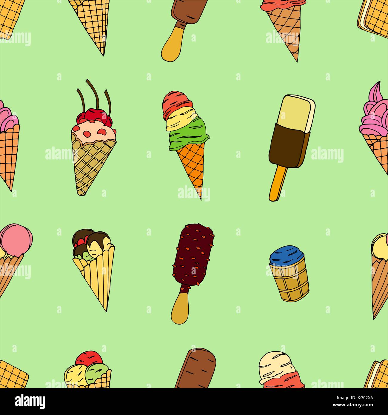 Seamless pattern with ice cream. Vector illustration Stock Vector Image ...