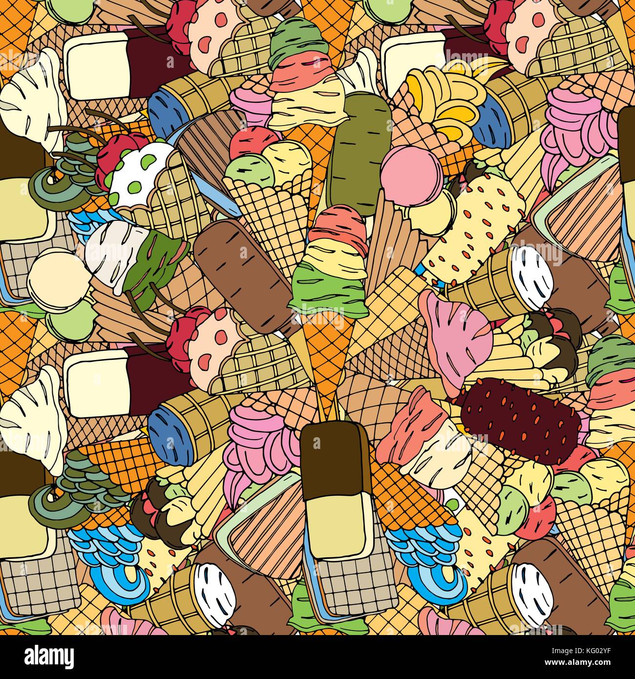 Seamless pattern with ice cream. Vector illustration Stock Vector Image ...