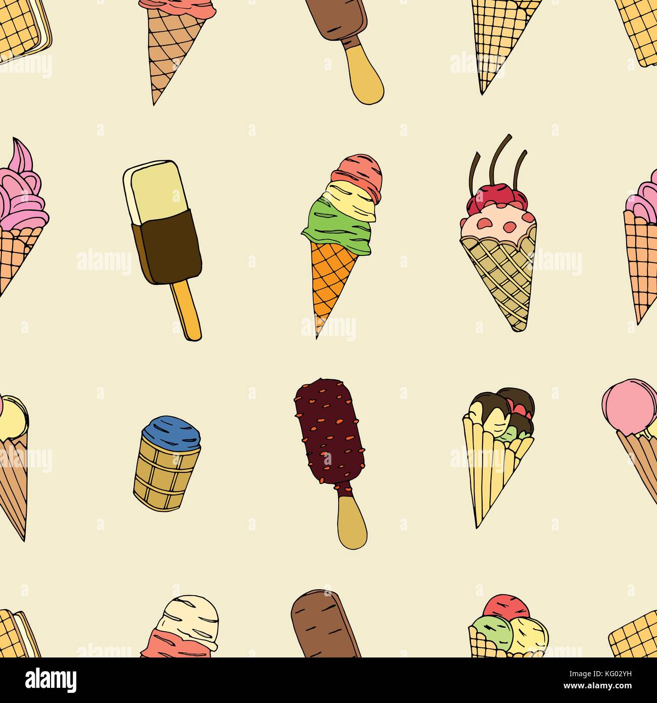 Seamless pattern with ice cream. Vector illustration Stock Vector Image ...