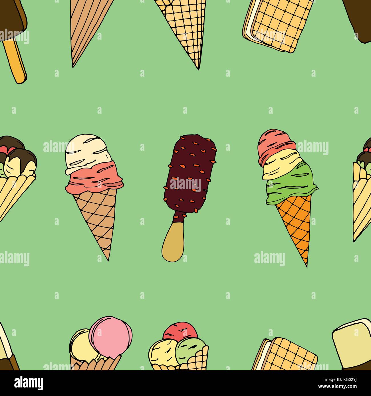 Seamless pattern with ice cream. Vector illustration Stock Vector Image ...