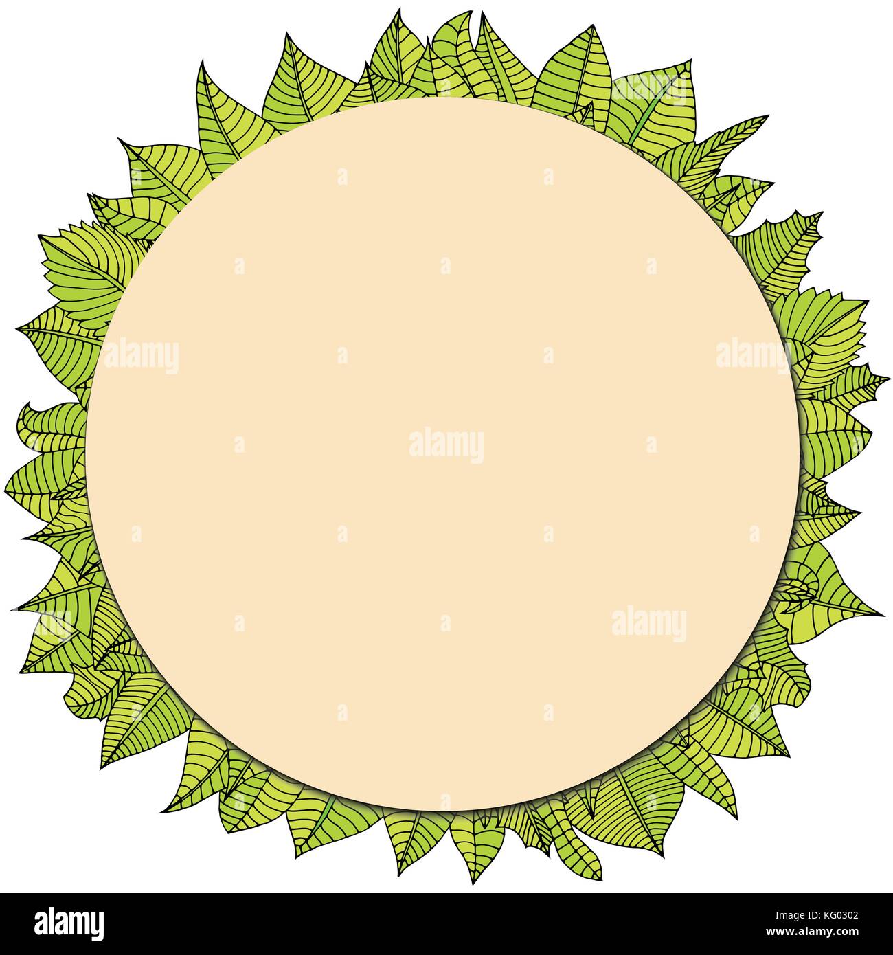 Doodle frame elements with leafs. Vector illustration Stock Vector ...