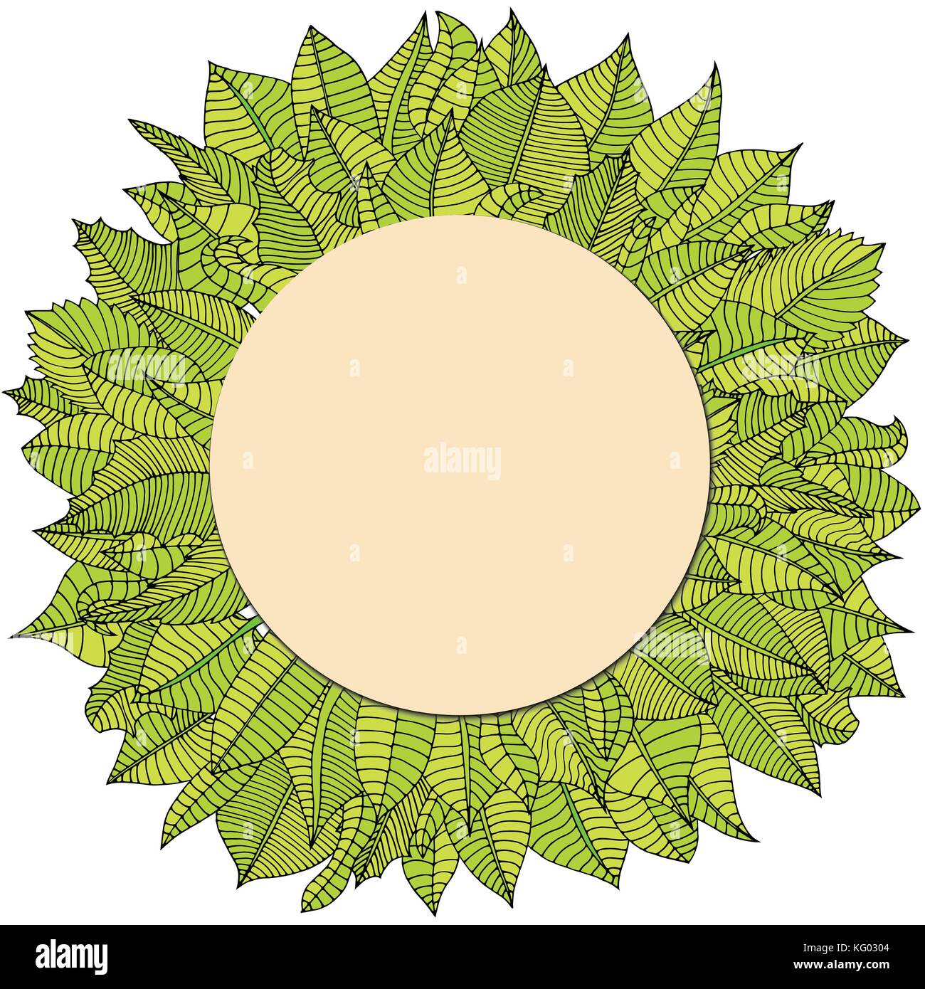 Doodle frame elements with leafs. Vector illustration Stock Vector ...