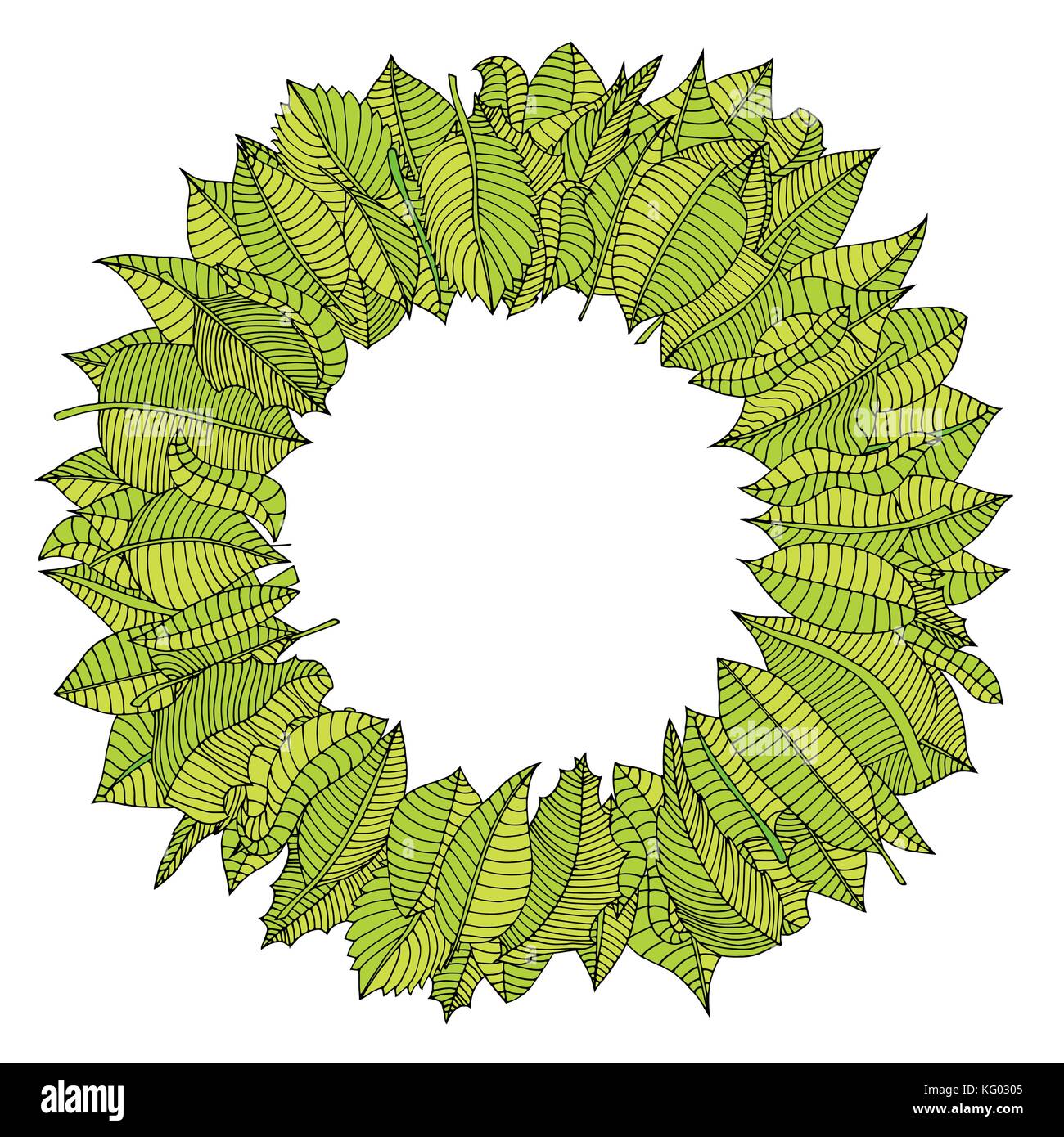 Doodle frame elements with leafs. Vector illustration Stock Vector ...