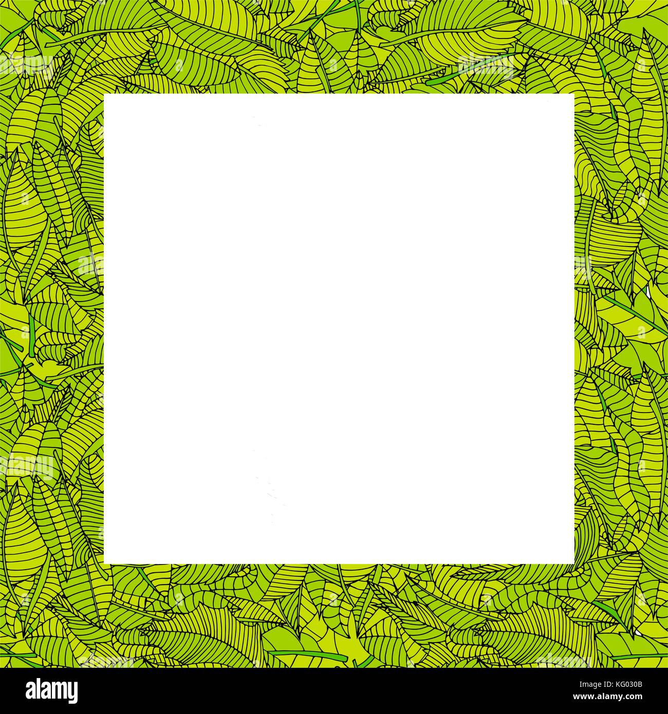 Doodle frame elements with leafs. Vector illustration Stock Vector ...