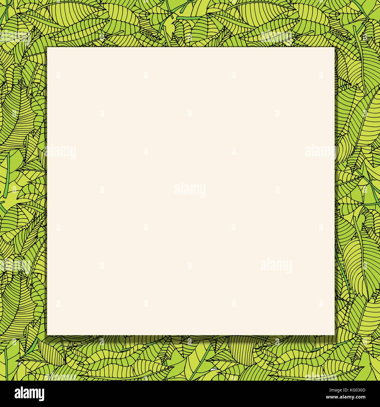 Doodle frame elements with leafs. Vector illustration Stock Vector ...