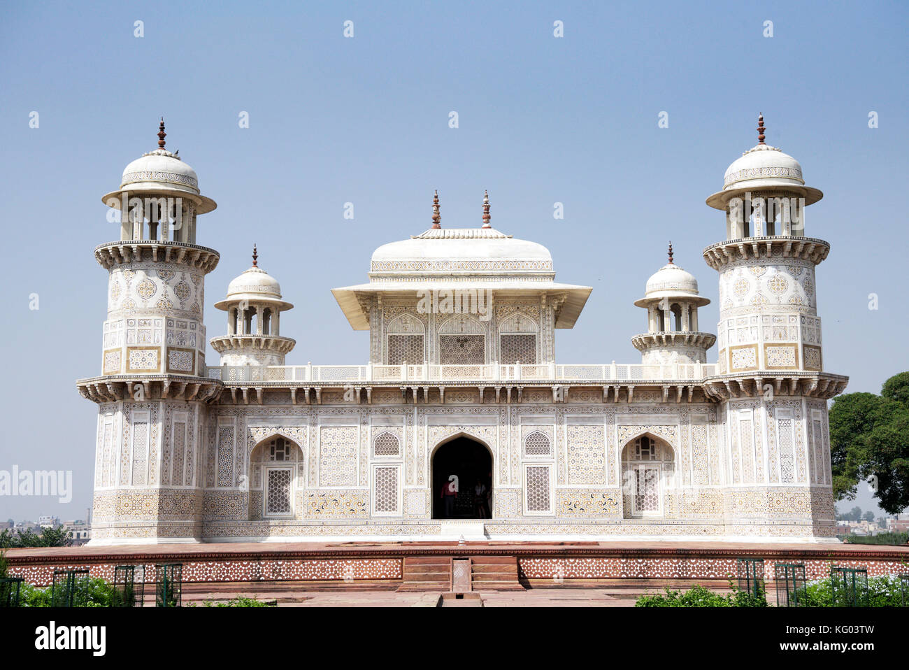 Tomb of Itimad-ud-Daulah. Mirza Ghiyas Beg was an official of Mughal emperors Akbar and Jahangir. He was conferred the title of Itimad-ud-Daulah. Stock Photo