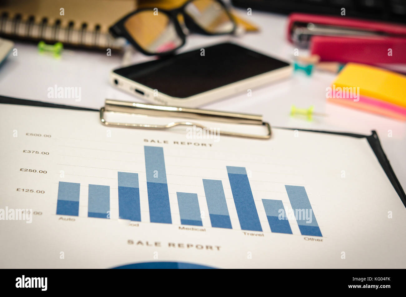 business report and chart on table Stock Photo - Alamy