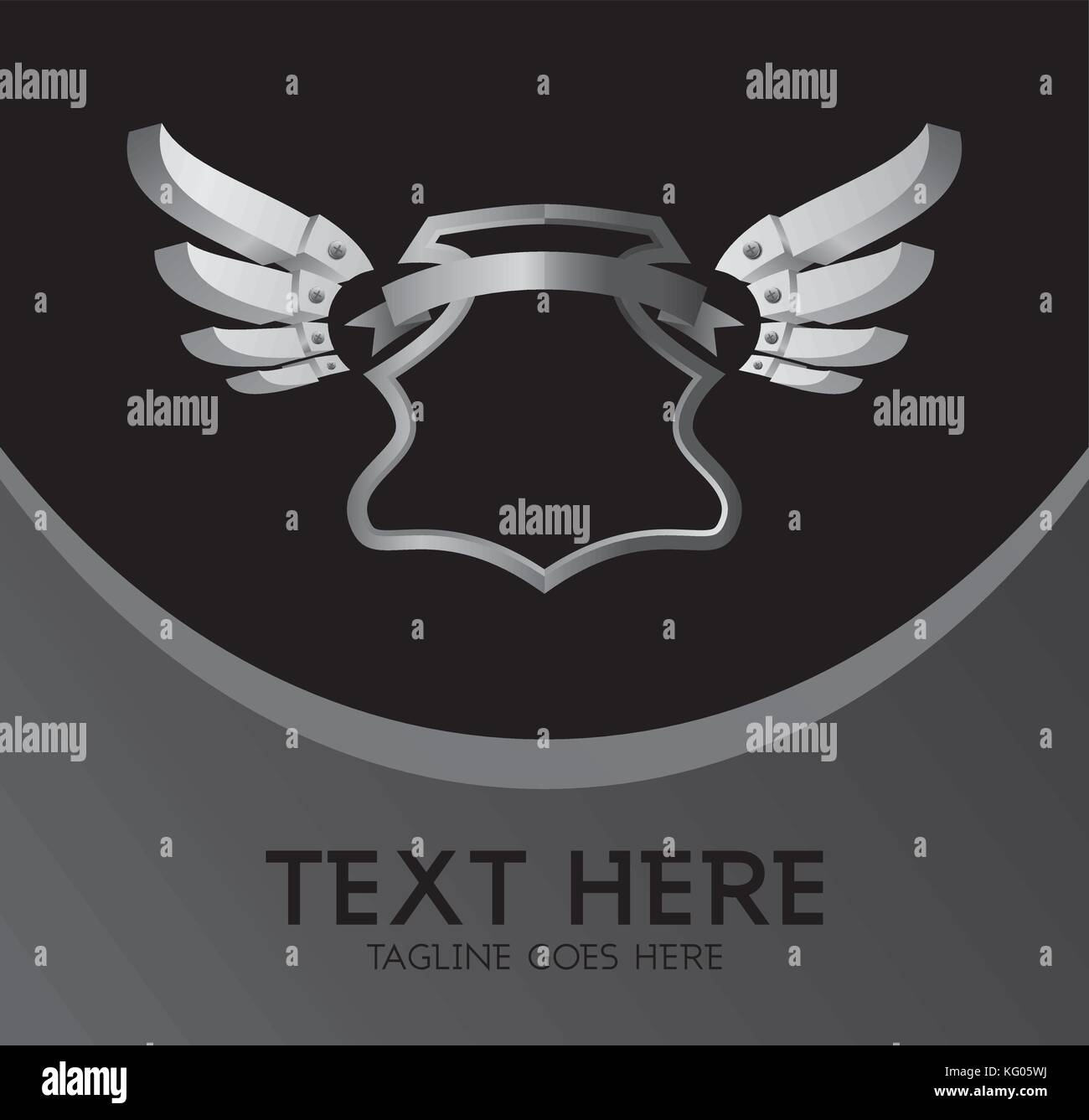 silver shield and wing theme vector illustration Stock Vector Image ...
