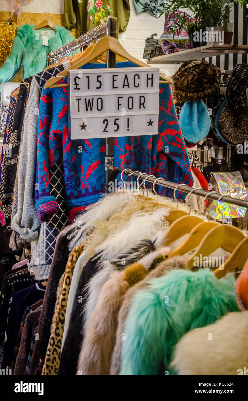 Vintage clothing for sale two for 25 Stock Photo Alamy