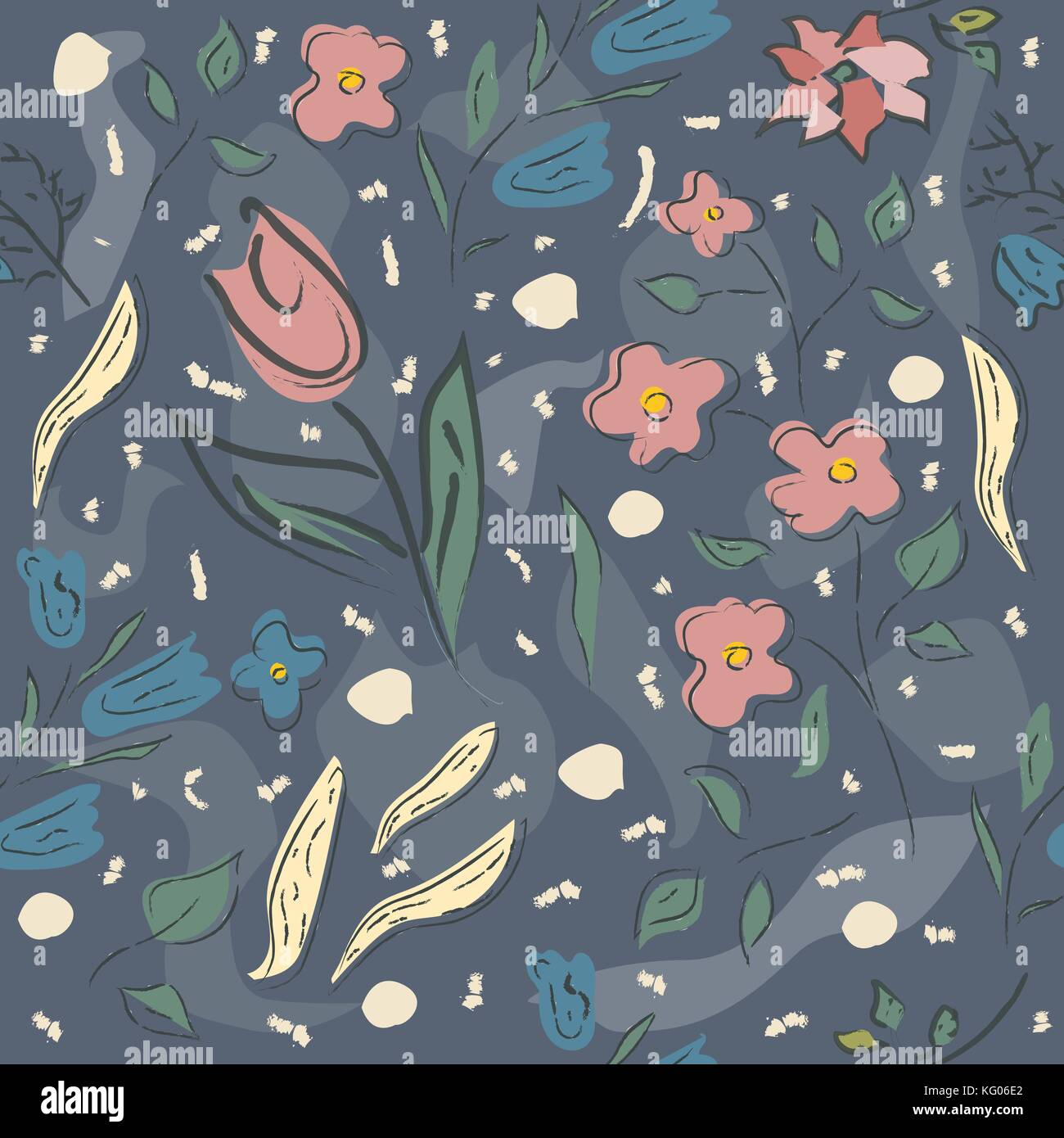 Floral Seamless Pattern. Hand Drawn. Vector Illustration Stock Vector ...