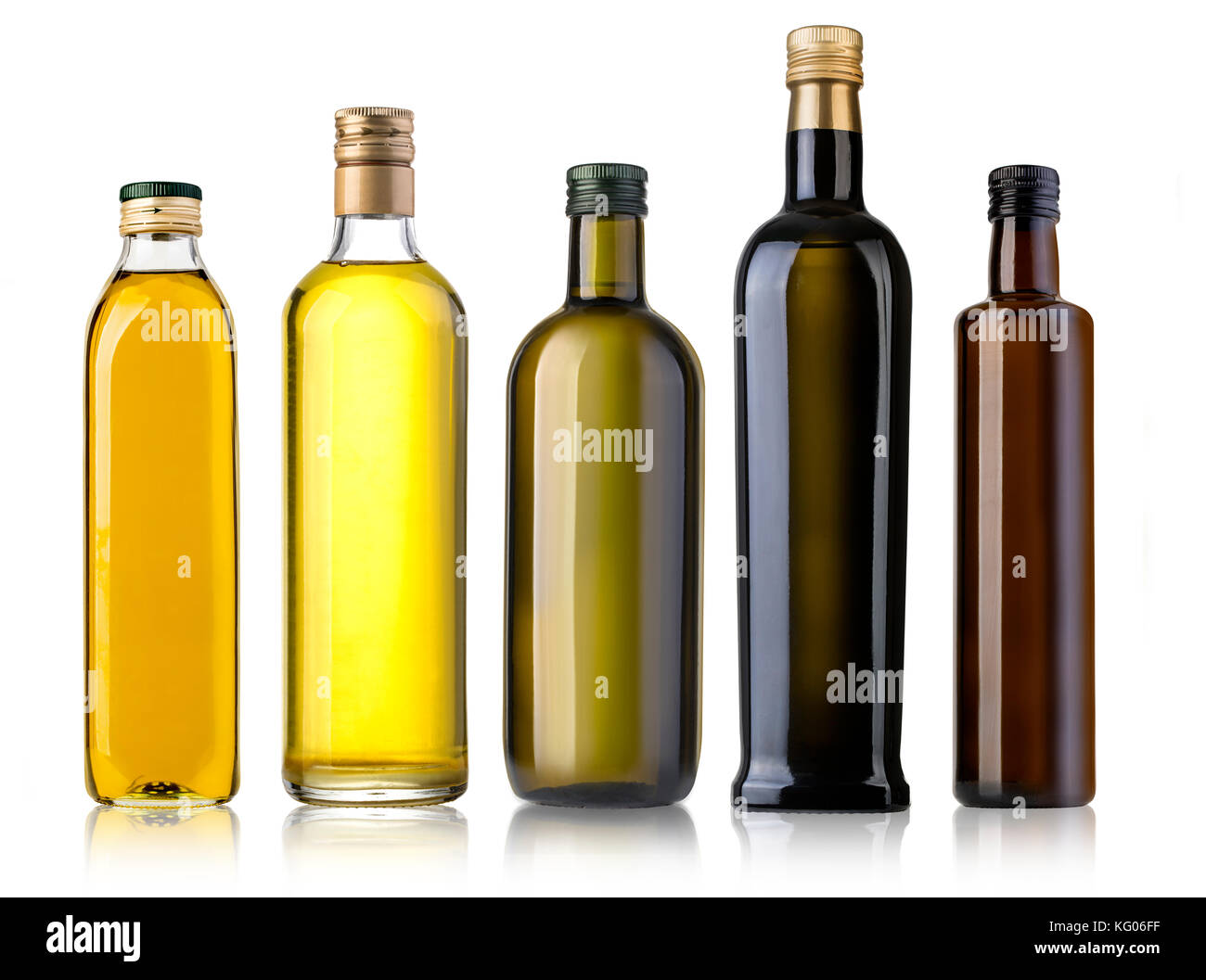 Olive oil bottles isolated on white background Stock Photo Alamy