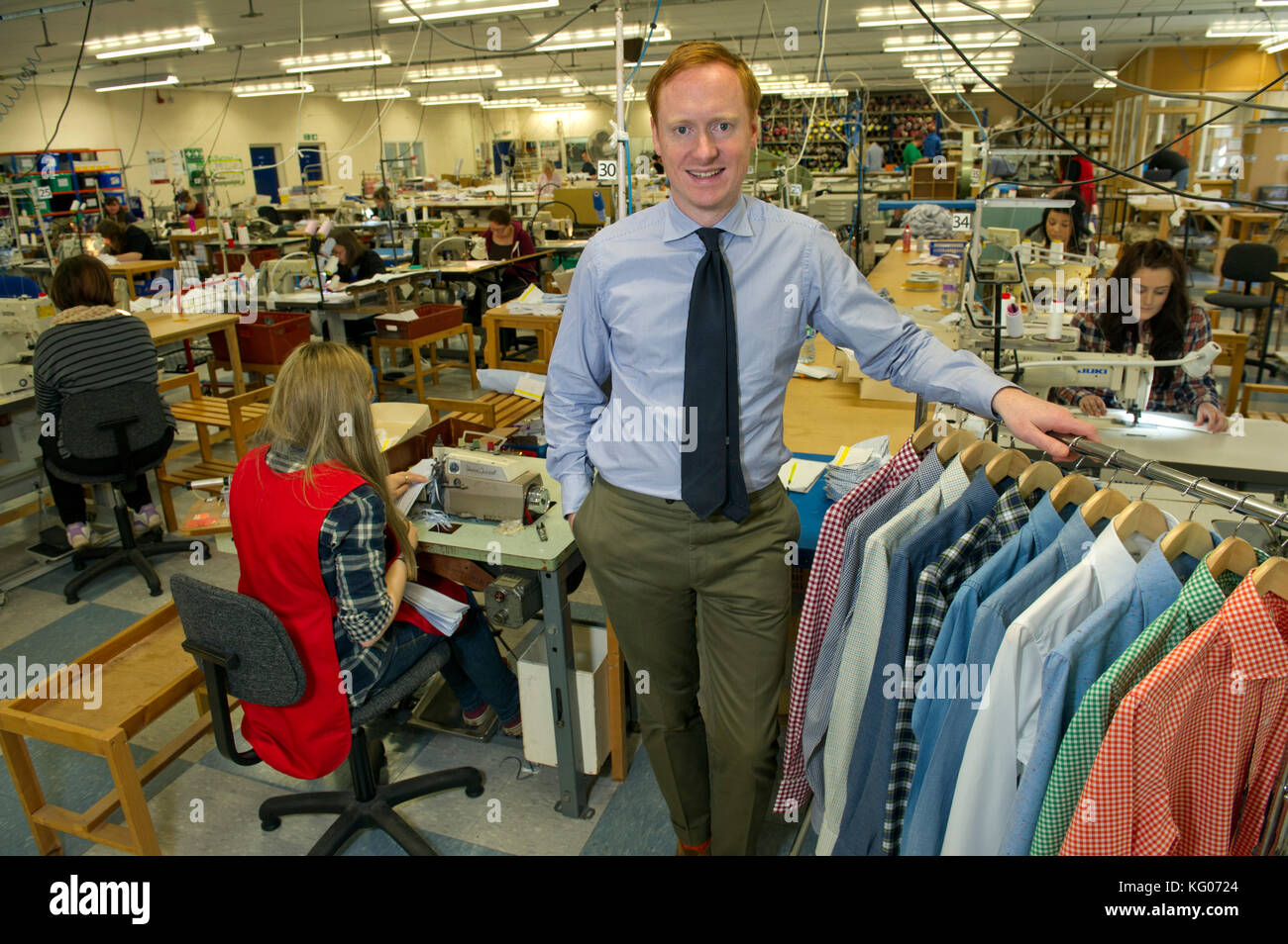 Michael Hill, co-owner and managing director of Drake's, who make shirts in Chard, Somerset. Stock Photo
