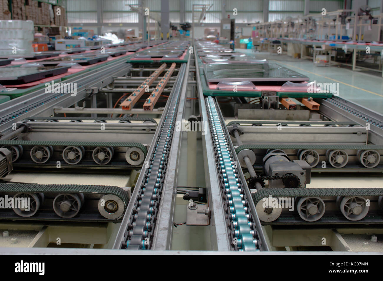 Conveyor in the production line of the factory. Stock Photo