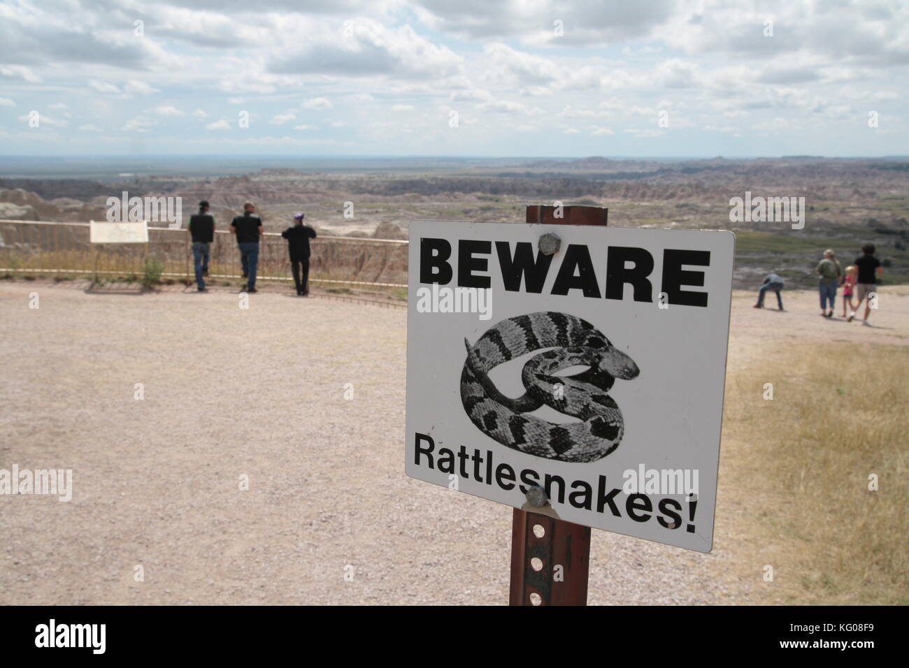 Warning sign for rattlesnakes. Canyonlands NP, Utah. Stock Photo