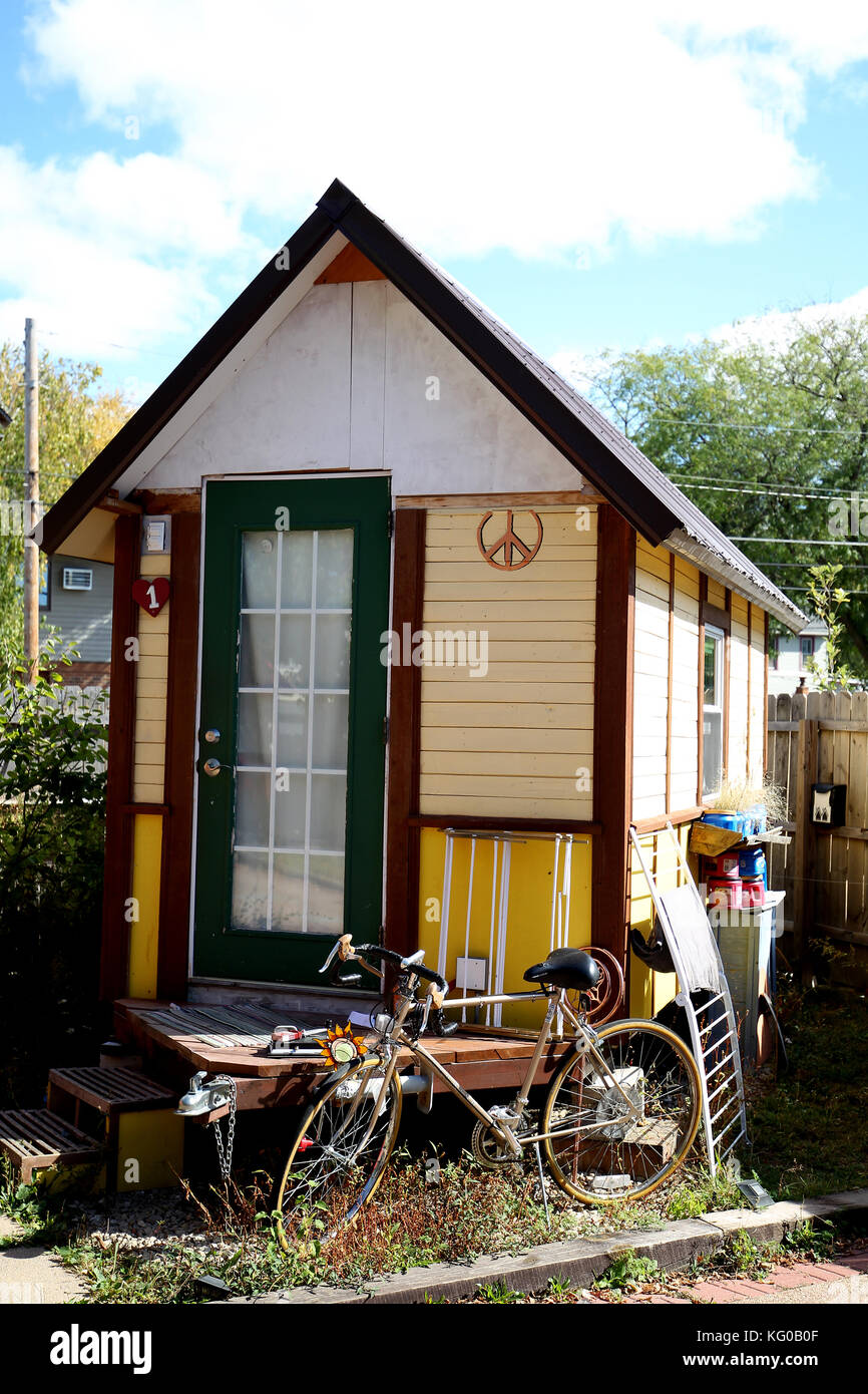 Tiny houses in Madison Wisconsin a part of the tiny house movement. Stock Photo