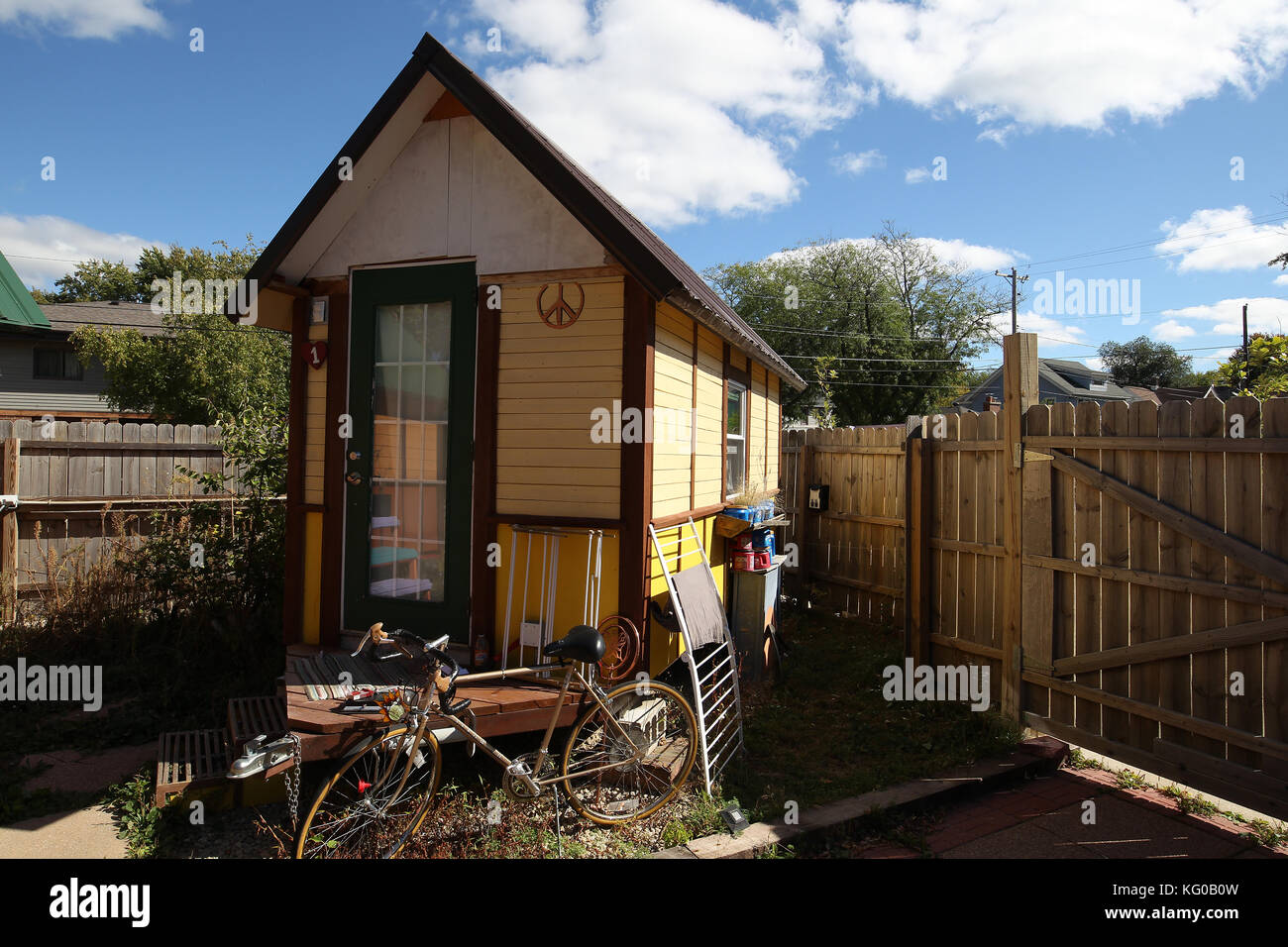 Tiny houses in Madison Wisconsin a part of the tiny house movement. Stock Photo