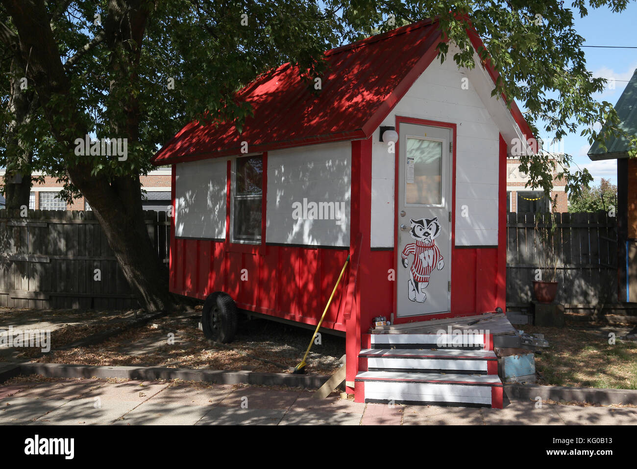 Tiny houses in Madison Wisconsin a part of the tiny house movement. Stock Photo