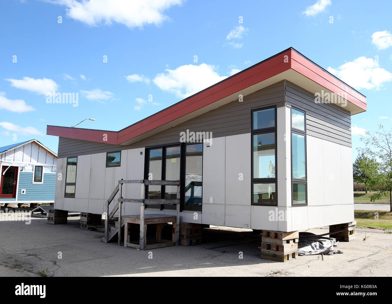 Tiny houses in Madison Wisconsin a part of the tiny house movement. Stock Photo