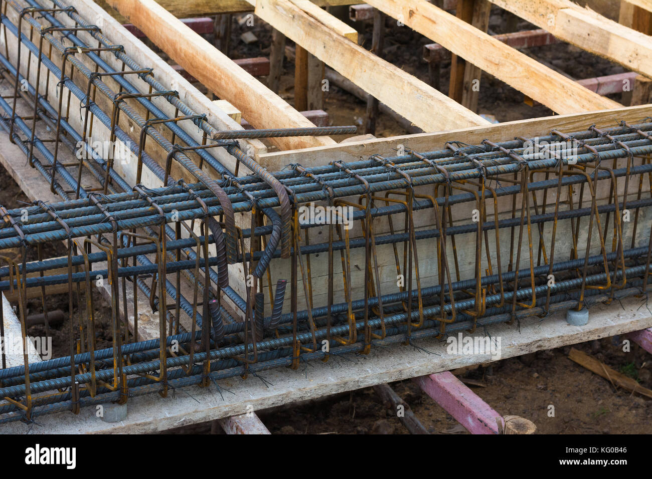 steel bar reinforcement concrete for construction Stock Photo