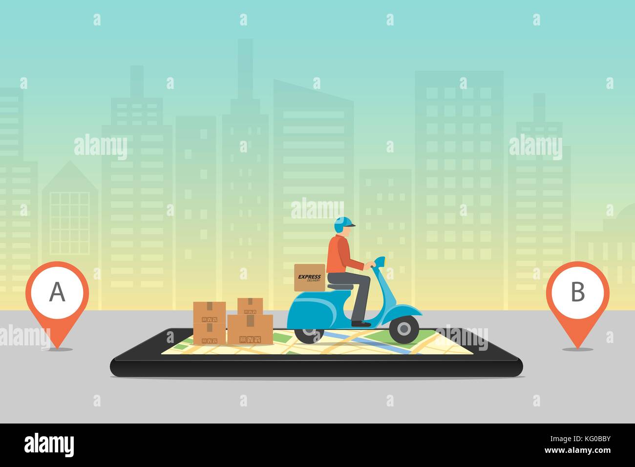 Express delivery concept. Checking delivery service app on mobile phone ...