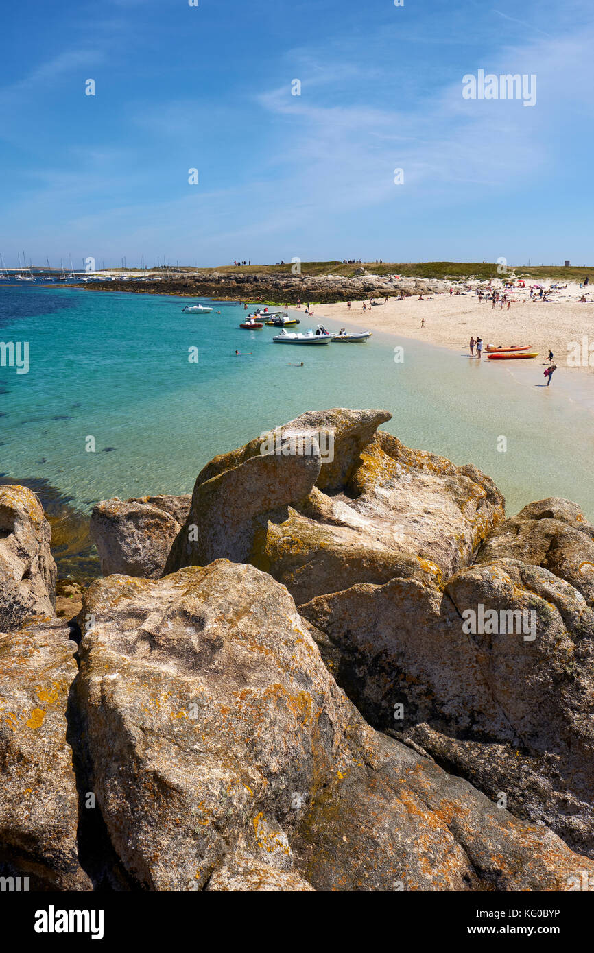 The beautiful Glenan Islands located off the west Finistere coast near Concarneau Brittany France. Stock Photo