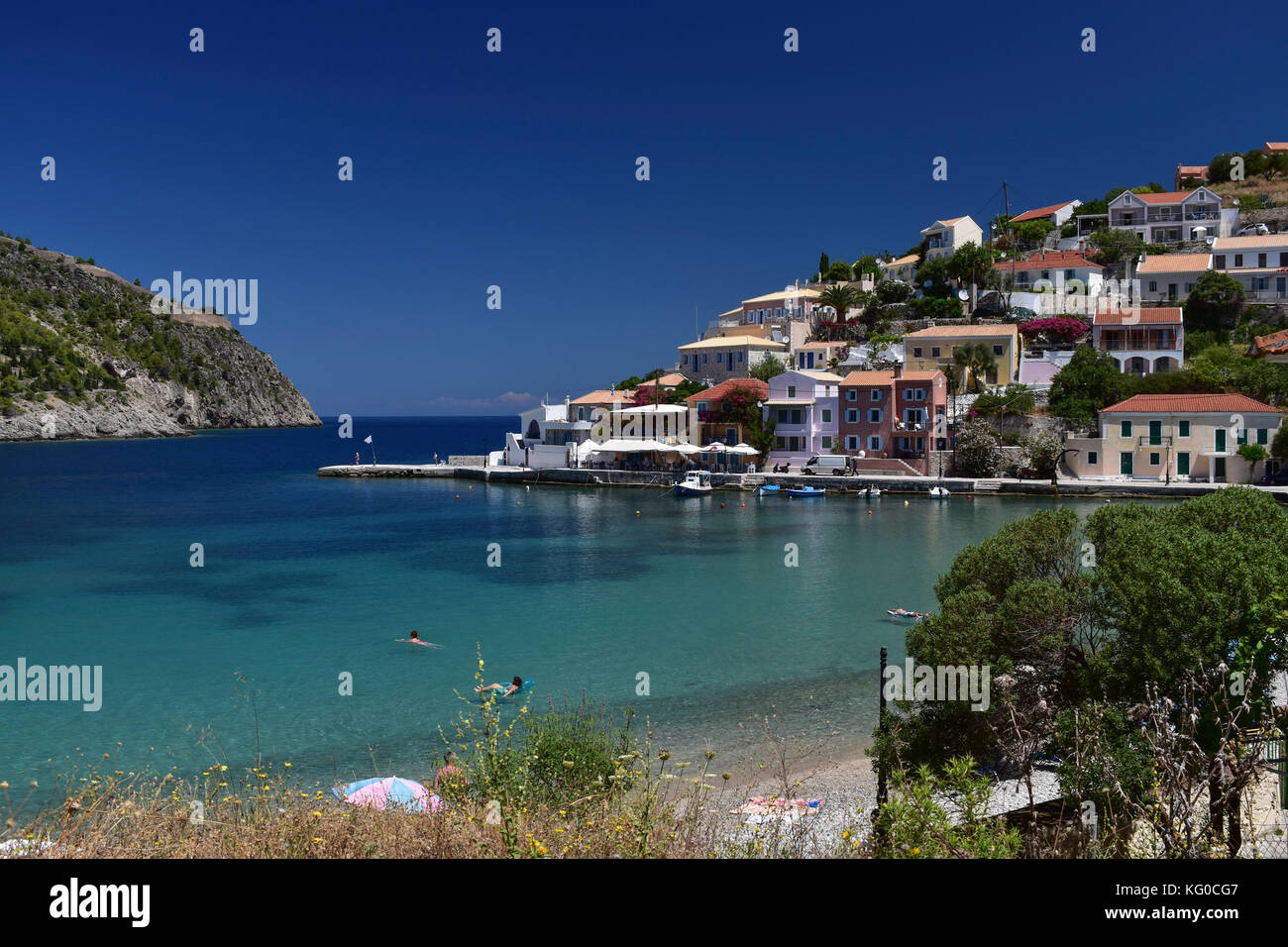 Asos bay on the Greek island of Cephalonia (Kefalonia) Stock Photo