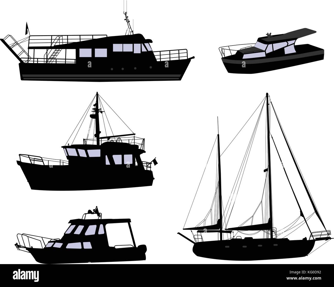 boats silhouettes - vector Stock Vector