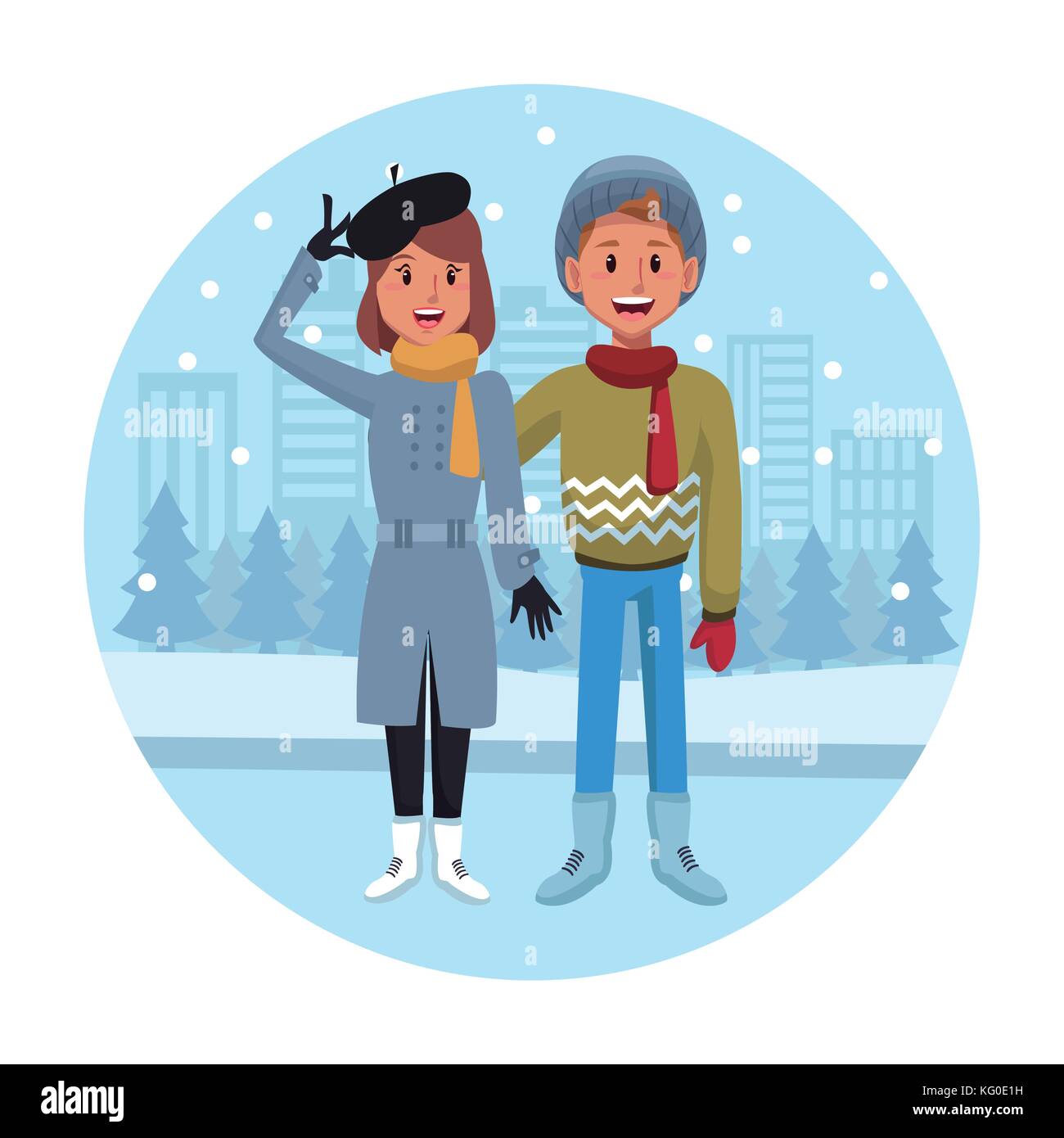 Couple in winter cartoon Stock Vector Image & Art - Alamy