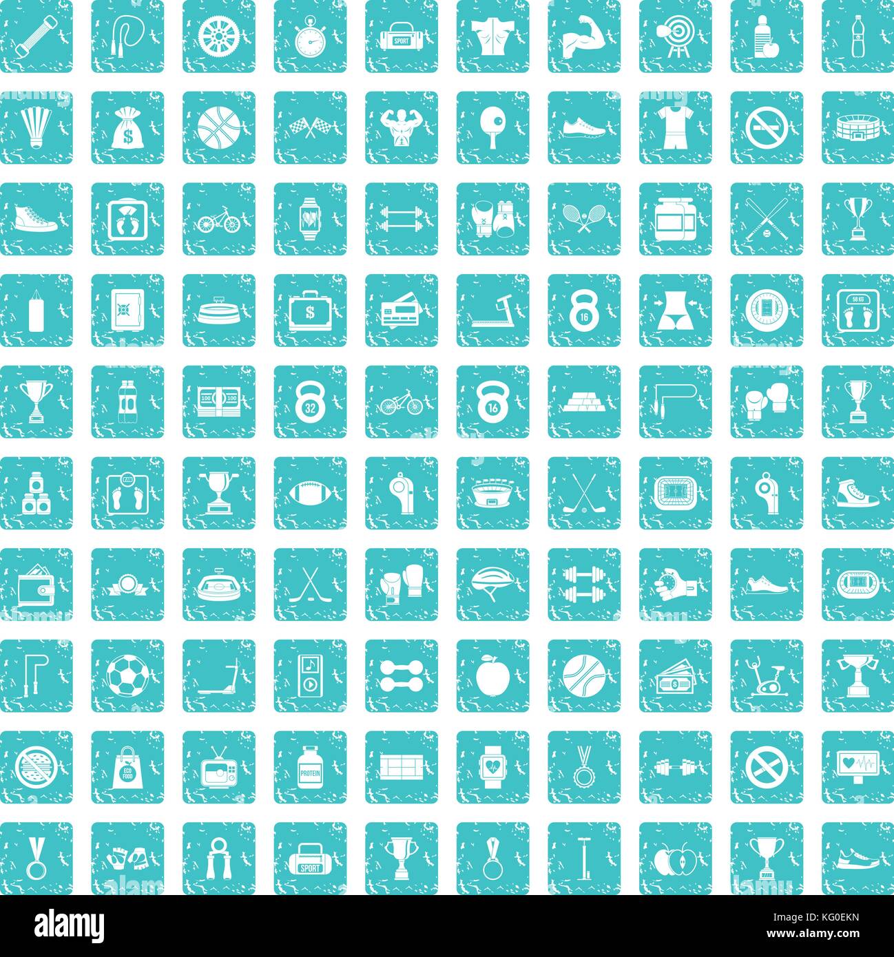 100 boxing icons set grunge blue Stock Vector Image & Art - Alamy