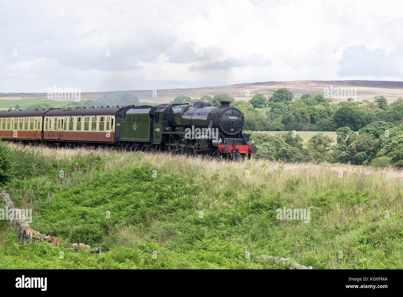 44806 pulls Passenger service on the North Yorkshire Moors Railway Stock Photo