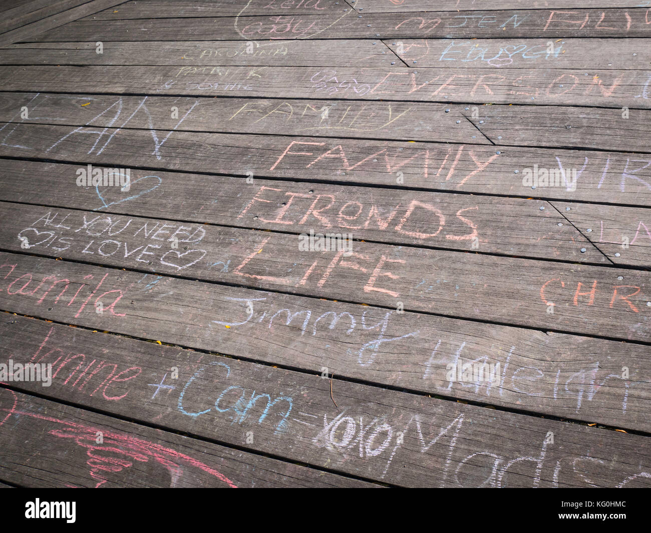 boardwalk chalk talk Stock Photo