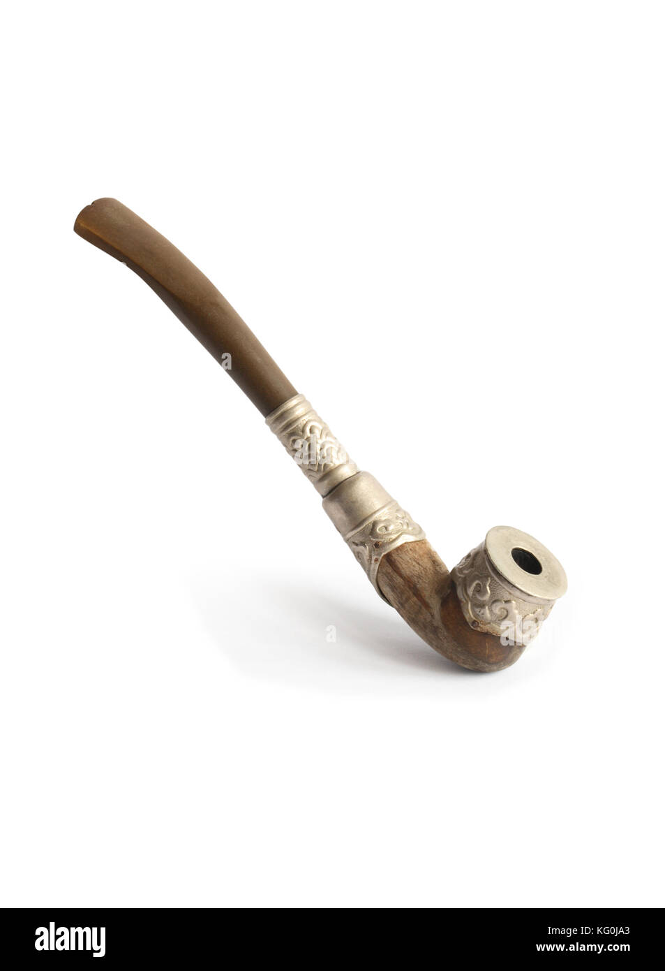 Old vintage tobacco pipe isolated on white background with clipping path Stock Photo