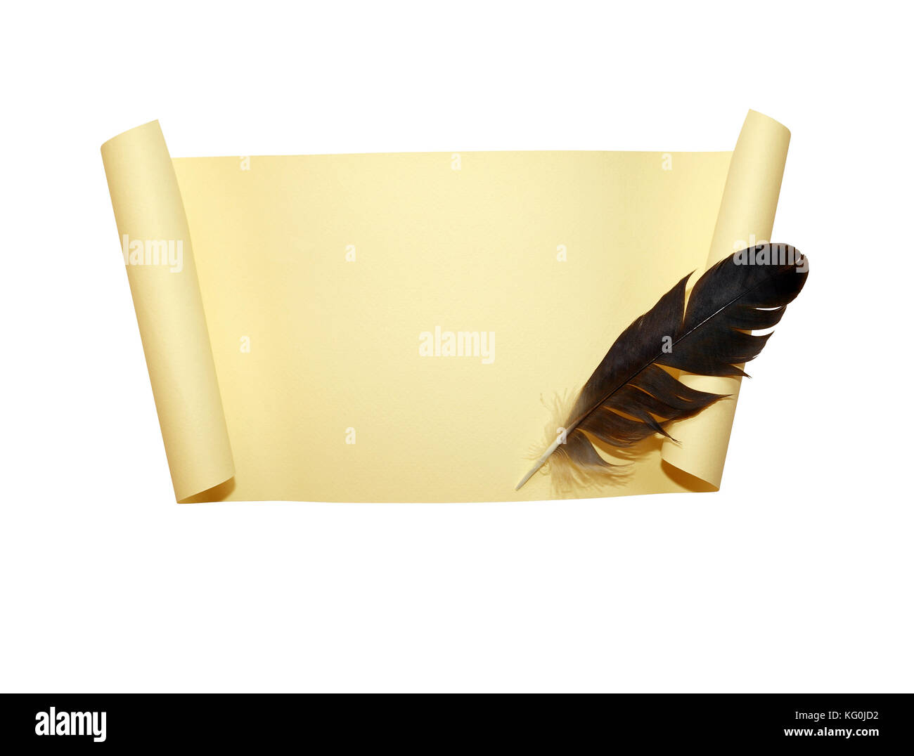 Blank scroll and quill on white background with clipping path Stock ...
