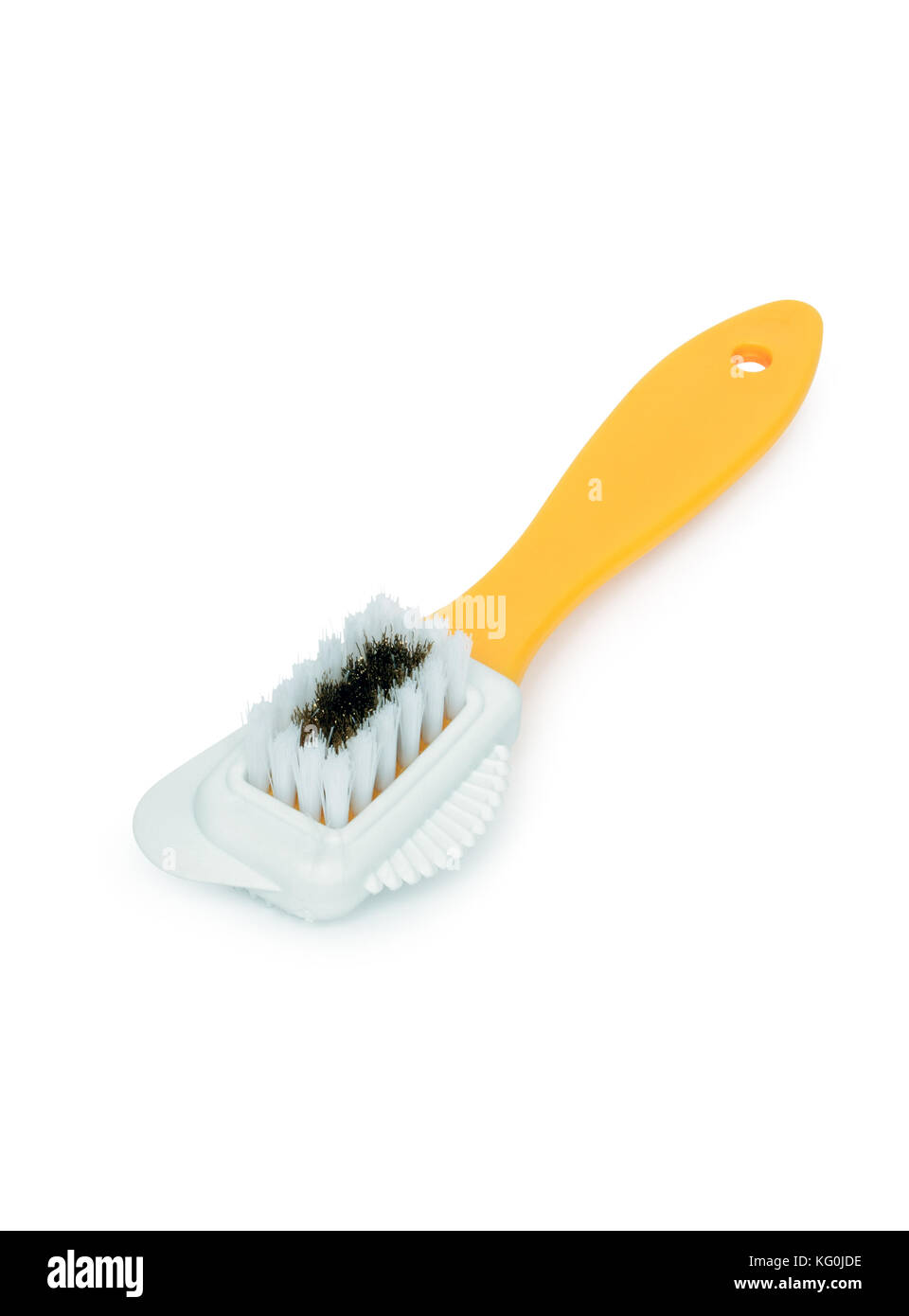 Modern plastic shoe brush isolated on white background Stock Photo