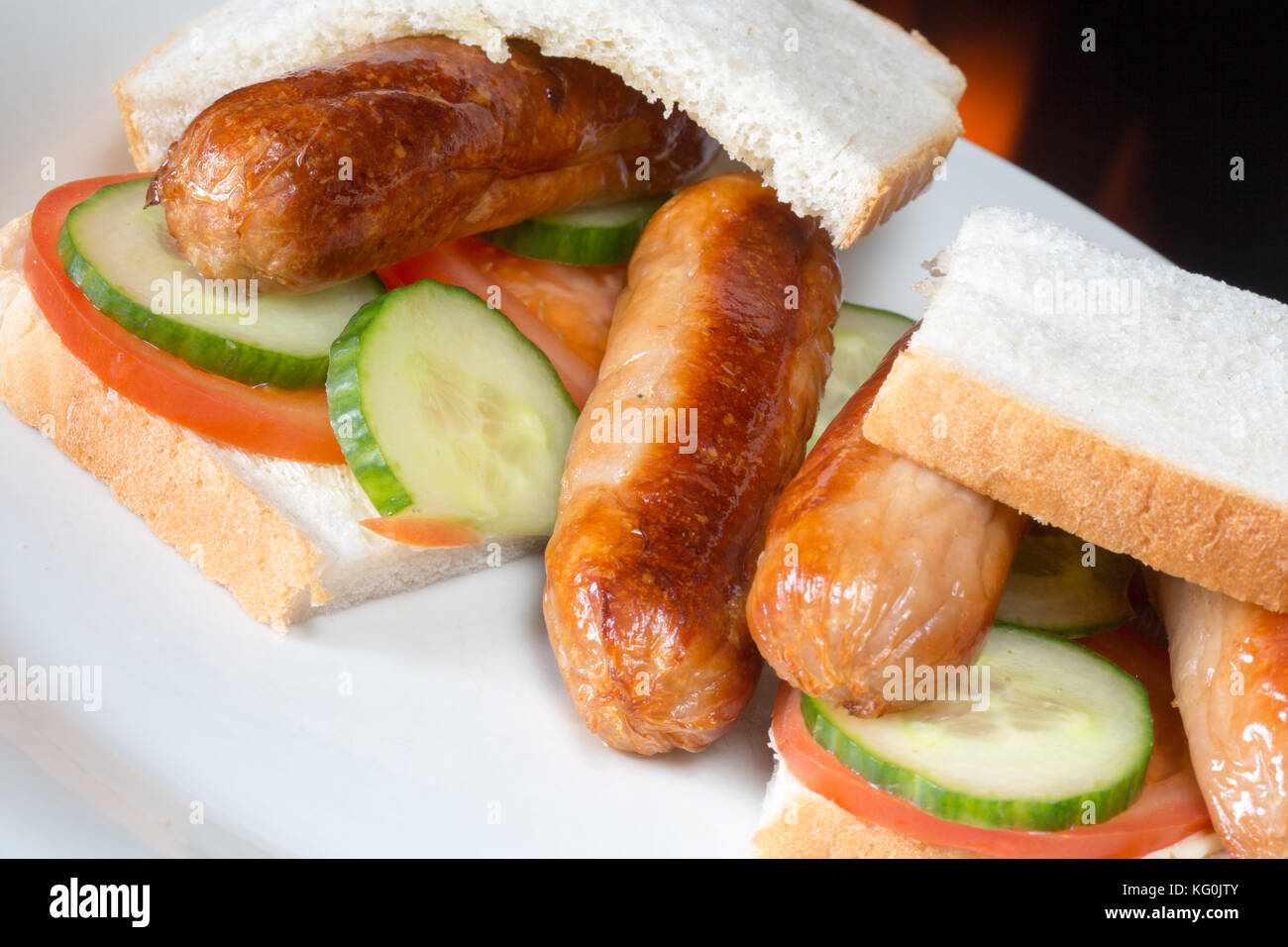 Sausage Sandwich White Bread Stock Photos & Sausage Sandwich White