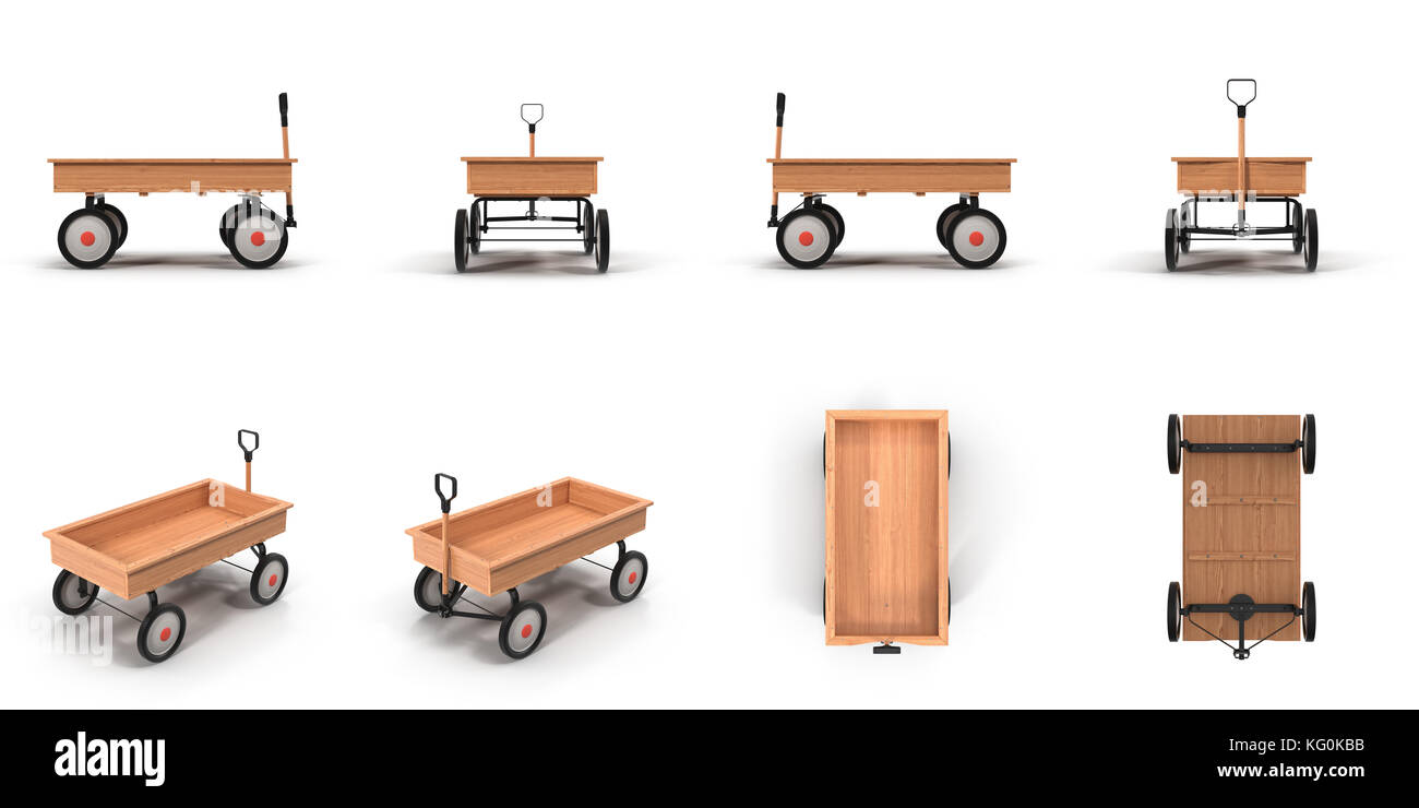 Little Child's Toy Wagon isolated on white 3D Illustration Stock Photo
