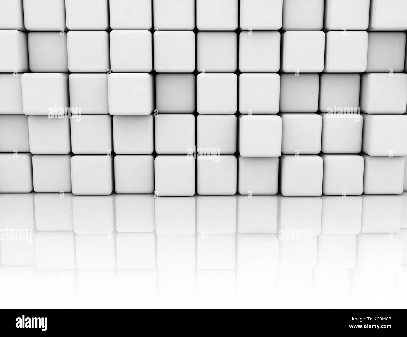 White cubes wall with floor reflection Stock Photo