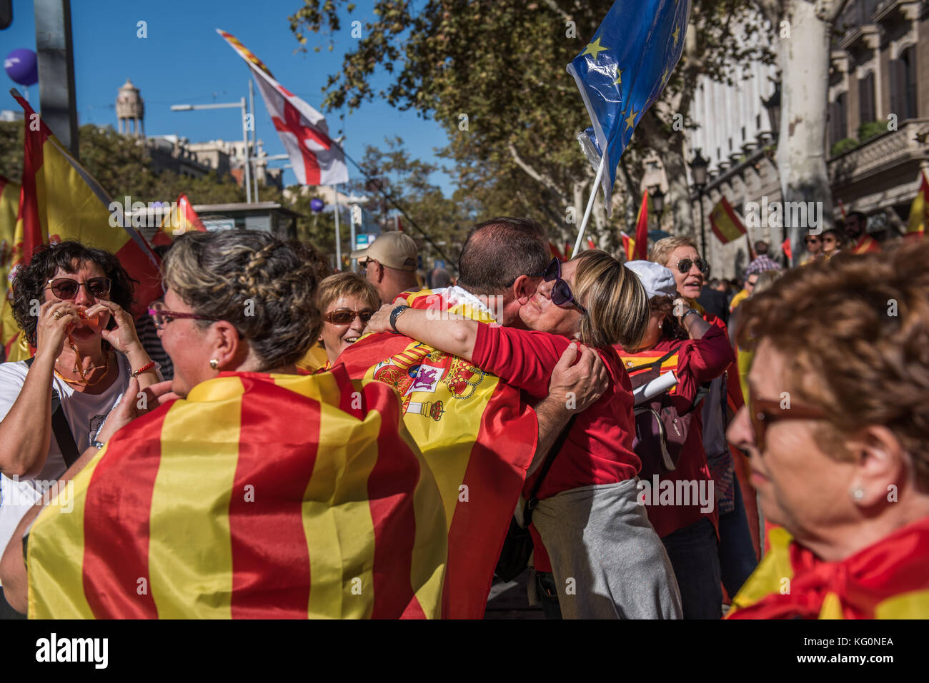 protesting people in Barcelona, Spanish, Espana, Spain, Catalonia Stock ...