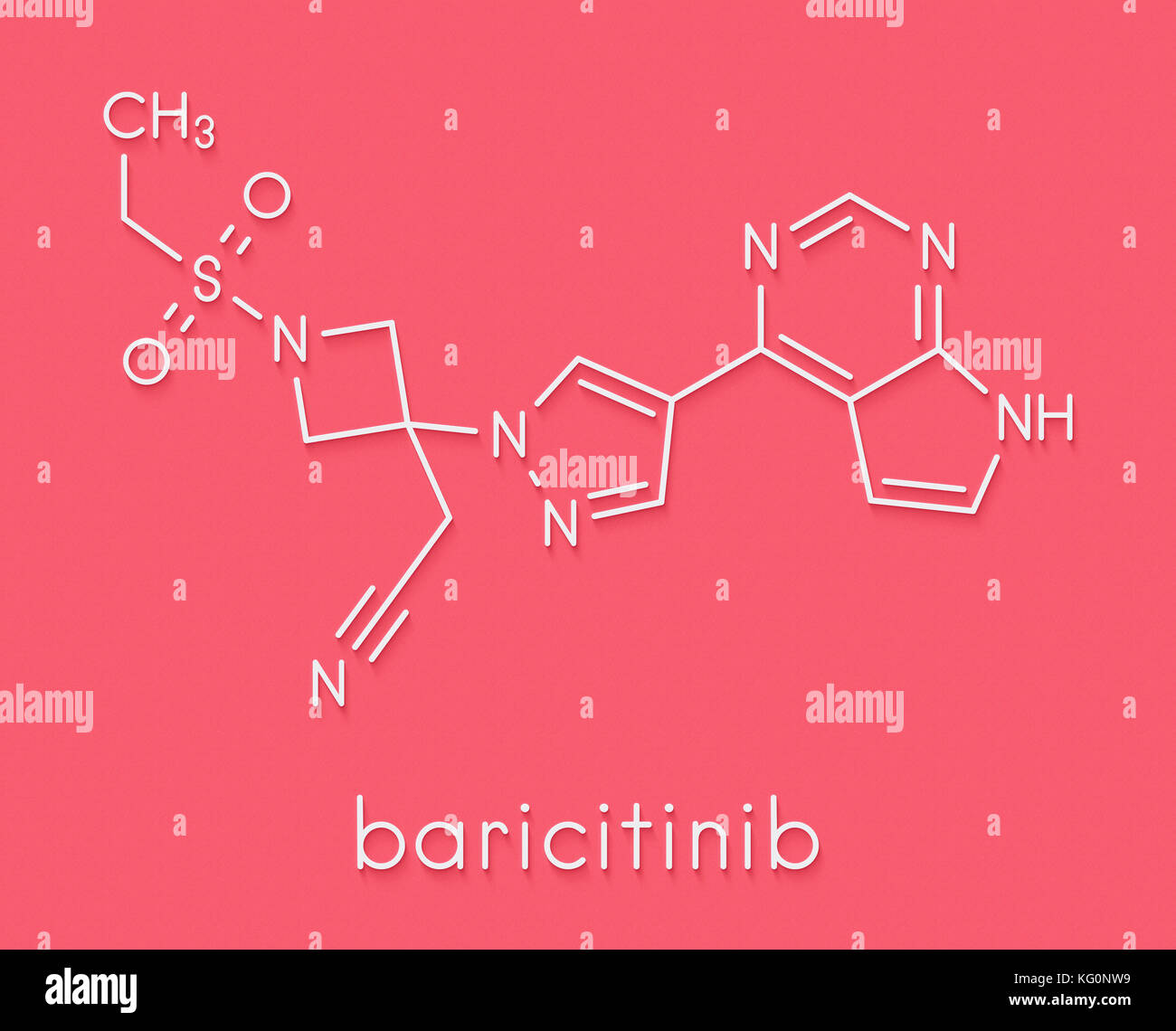 Baricitinib janus kinase (JAK1 & JAK2) inhibitor drug molecule. Under