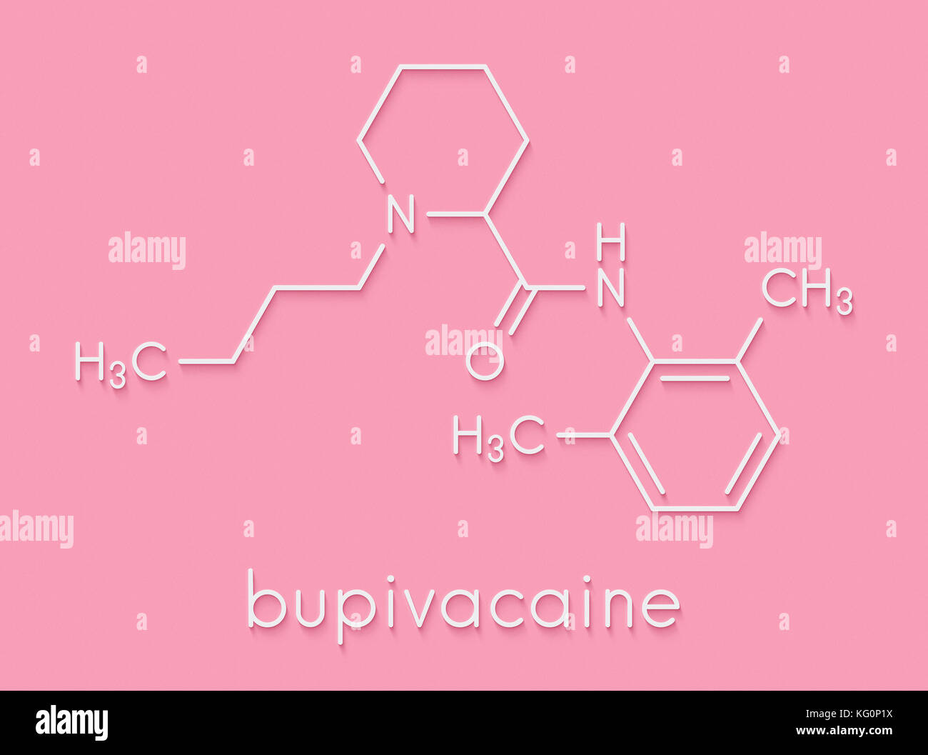 Bupivacaine epidural anesthetic drug molecule (local anesthetic