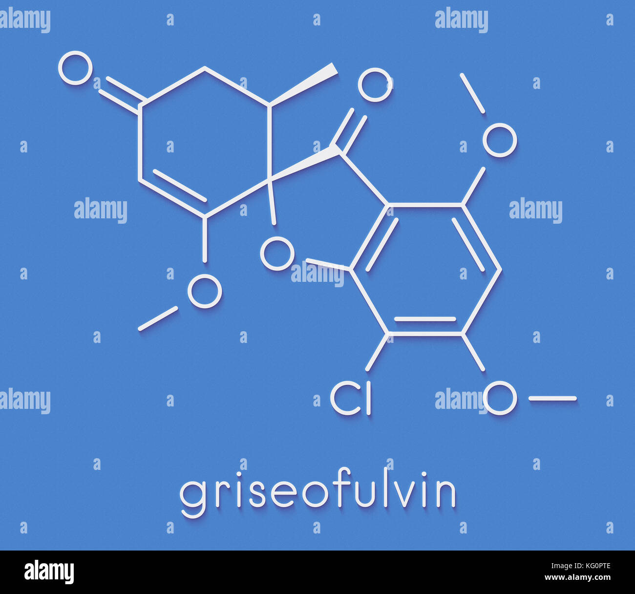 Griseofulvin antimycotic drug molecule. Used to treat fungal infections